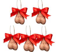 5 pezzi Funny Acrylic Christmas Ball Ornament,2D Balls Rude Baubles Hanging Ornament,Bow-Knot Balls Pendant Ornaments,Unique Hanging Santa Christmas Tree Ornaments for Home Holiday Naughty Decor