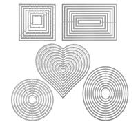 5 pezzi Fustella fustellatura geometrico Set stampi da taglio quadrato rettangolare cerchio rotondo ovale cuore telaio modelli di goffratura Fustelle Cutting Dies per Scrapbooking Album Carte Crafting