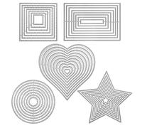 5 pezzi Fustella fustellatura stencil geometrico Set taglio muore quadrato rettangolare cerchio stella cuore telaio modelli di goffratura Fustelle Cutting Dies per fai da te Scrapbooking Album carte