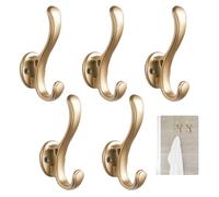 5 Pezzi Ganci Appendiabiti da Parete, Appendi Abiti per Muro Oro, Attaccapanni a Muro in Alluminio, Robusti Attaccapanni da Parete per Ingresso, Garage, Camera da Letto, Balcone Bagno, Pareti