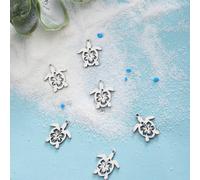 5 pezzi Gioiello con ciondolo, bracciale e collana fatti a mano in acciaio inossidabile con decorazioni a tema oceano, spiaggia, fiori e tartarughe, per fai da te Tagli UnicaAcciaio inossidabile