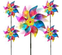 5 Pezzi Girandole Colorate Mulino a Vento Giardino Scaccia Uccelli Girandola a Vento per Feste per Bambini Esterni Decorazioni da Giardino Balconi Terrazzi, 24 * 55cm (arcobaleno)