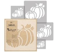 NAKLEO Stencil per Pittura di Halloween, Set di 5 Pezzi da 9x9 a 34x34cm, Zucca Modelli Plastica e Riutilizzabili di Casa Decorazione, Sagome DIY Fai-da-te, Mobili Muro Legno Porte Finestre