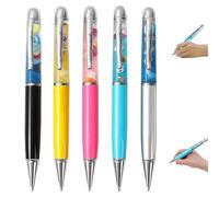 5 pezzi in metallo Penna a sfera di metallo 1 mm Penna galleggiante in acciaio inossidabile con clip e fluido galleggiante a tema oceano interno 6 lunghi rifornimenti per uffici a sfera per penn