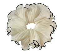 5 pezzi in tessuto plissettato, elastici per capelli, grandi volant, scrunchies da donna, pieghevoli, per coda di cavallo, eleganti anelli per capelli francesi per donne, regalo di compleanno, bianco