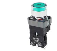 5 pezzi Interruttore a pulsante a testa piatta in metallo con luce XB2 Start Stop Controllo di potenza Auto-reset Rosso Verde DC 24V 220V AC XB2-10DN 01ND(XB2-01DN AC220V,1pcs)