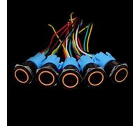 5 pezzi Interruttore a pulsante nero con filo Impermeabile Illuminato Metallo Latching Momentaneo 5V 12V 220V Luce LED 16/19/22mm Rosso(Yellow B,16MM_LOCKING_3V-6V)