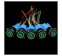 5 pezzi Interruttore a pulsante nero con filo Impermeabile Illuminato Metallo Latching Momentaneo 5V 12V 220V Luce LED 16/19/22mm Rosso(Green A,22MM_RESET_110V-220V)