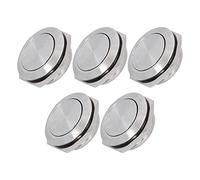 5 Pezzi Interruttore a Pulsante Piatto Superiore, Interruttore a Pulsante in Acciaio Inossidabile con Terminale a Vite Impermeabile 0-220V(25mm)