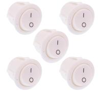 5 Pezzi Interruttore Rocker Rotondo Bianco On-Off SPST 1 Polo 6A 250VAC