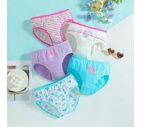 5 pezzi Intimo a triangolo confortevole per ragazze adolescenti con stampa di lettere e cuori 8Y,9Y,10Y,11-12Y,13-14YGeometrico,Lettere,PianteCotone