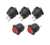 5 pezzi KCD1-105 Interruttore a bilanciere rotondo da 20 mm, AC 6 A/250 V 10 A/125 V, interruttore a bilanciere for barca a 2 pin, interruttore a pulsante ON-OFF, rosso e nero Barca(Red 5Pcs)