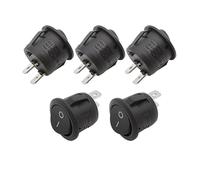 5 pezzi KCD1-105 Interruttore a bilanciere rotondo da 20 mm, AC 6 A/250 V 10 A/125 V, interruttore a bilanciere for barca a 2 pin, interruttore a pulsante ON-OFF, rosso e nero Barca(Black 5Pcs)