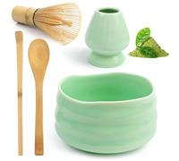 5 Pezzi Kit Matcha Set di Accessori Matcha, Set da tè Matcha, Set Cerimonia del Matcha con Frusta Matcha, Porta Scopa, Ciotola Matcha, Cucchiaio Matcha e Bastone Matcha, per Preparare Tè Matcha, Ciano