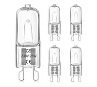 5 Pezzi Lampadina Alogena G9 25W per Forno, Resistente Al Calore 300 Gradi, 260LM Bianco Caldo 2700K, Dimmerabile 230V, Lampadina G9 per Lampadine da Forno, Forni a Microonde, Lampade da Tavolo