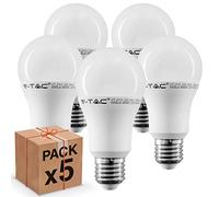 5 pezzi, Lampadine LED V-Tac E27, 11W (1055 lumen equivalenti a 75W), Forma: Bulbo, Luce Bianco Caldo, Naturale o Freddo (Bianco Naturale)