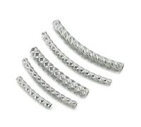 5 pezzi/lotto distanziatori perline tubolari lunghi curvi in acciaio inossidabile per la creazione di gioielli fai da te, accessori per braccialetti e collane - Acciaio inossidabile - 3 x 3