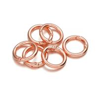 5 pezzi/lotto fermagli a molla in metallo con anello a O apribile, moschettone rotondo, portachiavi, clip per borsa, gancio, fibbie per catene per cani, connettore per gioielli fai da te, oro rosa,