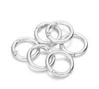 5 pezzi/lotto fermagli a molla in metallo con anello a O apribile, moschettone rotondo, portachiavi, clip per borsa, gancio, fibbie per catene per cani, connettore per gioielli fai da te, argento, 1