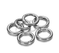 5 pezzi/lotto fermagli a molla in metallo con anello a O apribile, moschettone rotondo, portachiavi, clip per borsa, gancio, fibbie per catene per cani, connettore per gioielli fai da te, nero pisto