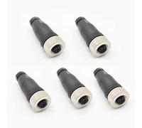 5 Pezzi M12 4 Poli Femmina Connettori per Sensore, connettore rotondo a 4 Pin Montaggio sul Campo IP67 Impermeabile A Codificati Dritto Vite Giunto Non Schermato per l'automazione Industriale 250V 4A