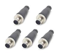 5 Pezzi M12 4 Poli Maschio Connettori per Sensore, Connettore Circolare 4 Pin Montaggio sul Campo IP67 Impermeabile D Codificati Dritto Vite Giunto Non Schermato per l'automazione Industriale 250V 4A