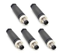 5 Pezzi M8 connettore rotondo a 3 poli, montato sul campo con sensore cablato 8mm, connettore rotondo industriale IP67 non schermato codice connettore dritto 60V 4A