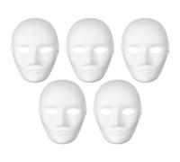 5 pezzi Maschera Bianca Vuota da Decorare, Carta, Elastico, 24x18,5x8cm | Superficie Liscia Bianca, per Feste e Lezioni d'Arte, Adatta al Volto