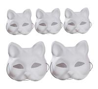 5 Pezzi Maschera Per Gatti Con Rete Per Gli Occhi Da Dipingere, Maschera Therian 7x7x3 Pollici Con Cinturino Elastico Maschera Pelosa Accessori Per Costumi Fai Da Te Per Feste Cosplay Maschera Pelosa