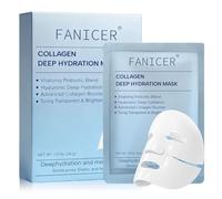 5 Pezzi Maschera Viso Al Collagene, Maschera in Idrogel, rassodante e idratante dei pori Linee Sottili e Le Rughe, Migliorare Vitalità ed Elasticità della Pelle (blu）
