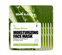 5 pezzi Maschera viso all'Aloe Vera SlowSunday, serie estratti vegetali naturali, idratante, nutriente, anti-invecchiamento, illuminante, lenitiva, maschera coreana, per donna e uomo, idrata e nutre i