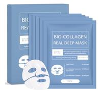 5 Pezzi Maschera Viso Idratante al Collagene, Bio Collagen Real Deep Mask, Maschera Idratante e Rassodante, Lenitiva e Idratante, Migliora l'elasticità