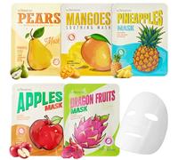 5 Pezzi Maschera Viso Idratante,Maschera Bellezza Viso con Estratti di Frutta,Idratante e Lenitiva,Adatte a Ragazze e Donne,Che Lasciano la Pelle più Idratata e Liscia