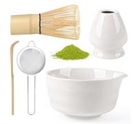 5 Pezzi Matcha Kit, Matcha Whisk Set,Frusta Matcha, Ciotola Matcha, Supporto Chasen, Cucchiaio di Matcha, Setaccio Di Matcha, per La Casa, l'Ufficio e la Sala da Tè (C)