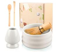 5 Pezzi Matcha Whisk, Frusta Matcha, Matcha Kit, Matcha Set Con 2 Cucchiai Di Matcha E Porta Frullino E Fruste Per Matcha, Matcha Bowl, Set Da Tè Per Preparare E Matcha (Bianco)