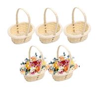 5 pezzi mini cestini intrecciati 3.1x3.9x4.1 Piccolo cestino intrecciato bianco con maniglia per fiori di matrimonio ·