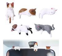 5 Pezzi Mini Figurine di Gatti, Resina, Multicolore, per Monitor Computer, Cruscotto Auto, Specchietto Retrovisore, Scaffale e Scrivania, Decorazione Interni