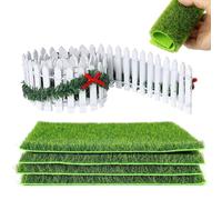 5 Pezzi Mini Recinzione per Giardino Mini Erba Artificiale Staccionata Albero di Natale Recinzione Albero di Natale Recinto Albero di Natale Miniature Erba Decorazione per Giardini Miniatura