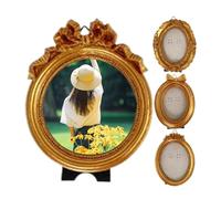 5 pezzi Mini Vintage Resin Picture Frame - Bronze Small Picture Frames | Oval Rectangle Wall Hanging Antique Photo, For Jewelry Display Holiday Party Hotel