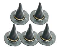 5 pezzi miniature di Halloween nero minuscolo cappello da strega fai da te mini figurine decorative di Halloween per casa delle bambole, bottiglia di vino, tavolo da festa, ideale per scattare foto