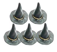 5 pezzi miniature di Halloween nero minuscolo cappello da strega fai da te mini figurine decorative di Halloween per casa delle bambole, bottiglia di vino, tavolo da festa, ideale per scattare fot