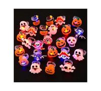 (5 pezzi - Mix di Halloween) Anello luminoso a LED per Halloween, zucca luminosa, fantasma, teschio,