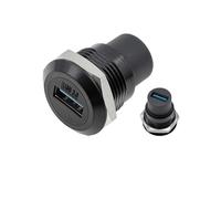 5 pezzi Modulo presa rotonda in metallo D RJ45 Connettore di rete dritto USB2.0 USB3.0 Montaggio a pannello HDMI CAT6(USB3.0 Black)