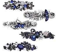 5 Pezzi Mollette per Capelli con Strass di Cristallo Clip Francese a Forma di Farfalla Fermacapelli Vintage a Molla Gioielli per Capelli da Sposa per Donne Ragazze