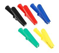 5 Pezzi Morsetto Coccodrillo 10a, Presa 4mm, Isolato | Rame Nichelato e Gomma, Apertura 10mm, per Circuiti e Batterie, Tecnici e Laboratori