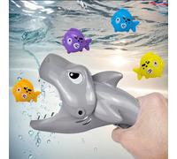 5 pezzi Nuovi giocattoli interattivi da bagno divertenti - Giocattoli da bagno a forma di squalo grande che mangia pesci piccoli - Design raffinato, adatti come regali di compleanno, Natale, Pasqua pe