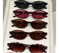 5 pezzi Occhiali da donna in plastica con montatura ovale completa, stile classico moderno minimalista, adatti per la vita quotidiana, fotografia di strada, vacanze in spiaggia tropicale, addio al nub