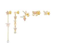 5 pezzi orecchini a cerchio in oro da donna con orecchini a bottone per cartilagine per piercing multiplo, orecchini Huggie colorati con zirconi cubici