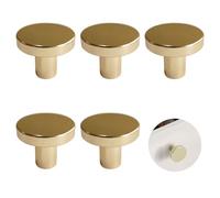 5 Pezzi Ottone Manopole per Mobili, Maniglie in Ottone per Cassetti, Pomolo per Mobili Rotondo, Ideale per Armadi e Cassetti