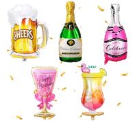 5 Pezzi Palloncini birra Gigante, XXL Palloncini Whisky, Grande Palloncino Birra Champagne, Birra Palloncini Lamina per Feste di Compleanno Cerimonia Nuziale Decorazione L'Oktoberfest